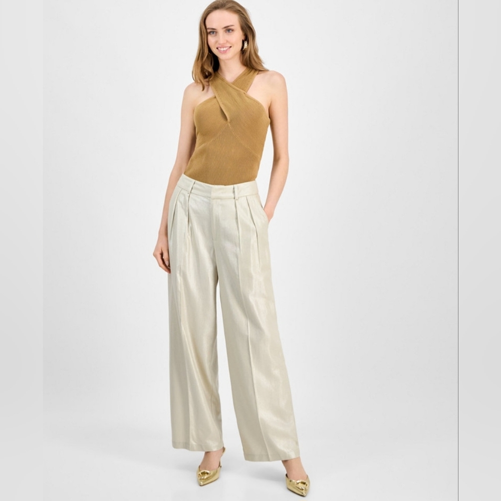 INC WOMEN'S METALLIC LINEN PANTS SIZE 10 & 12 NWT